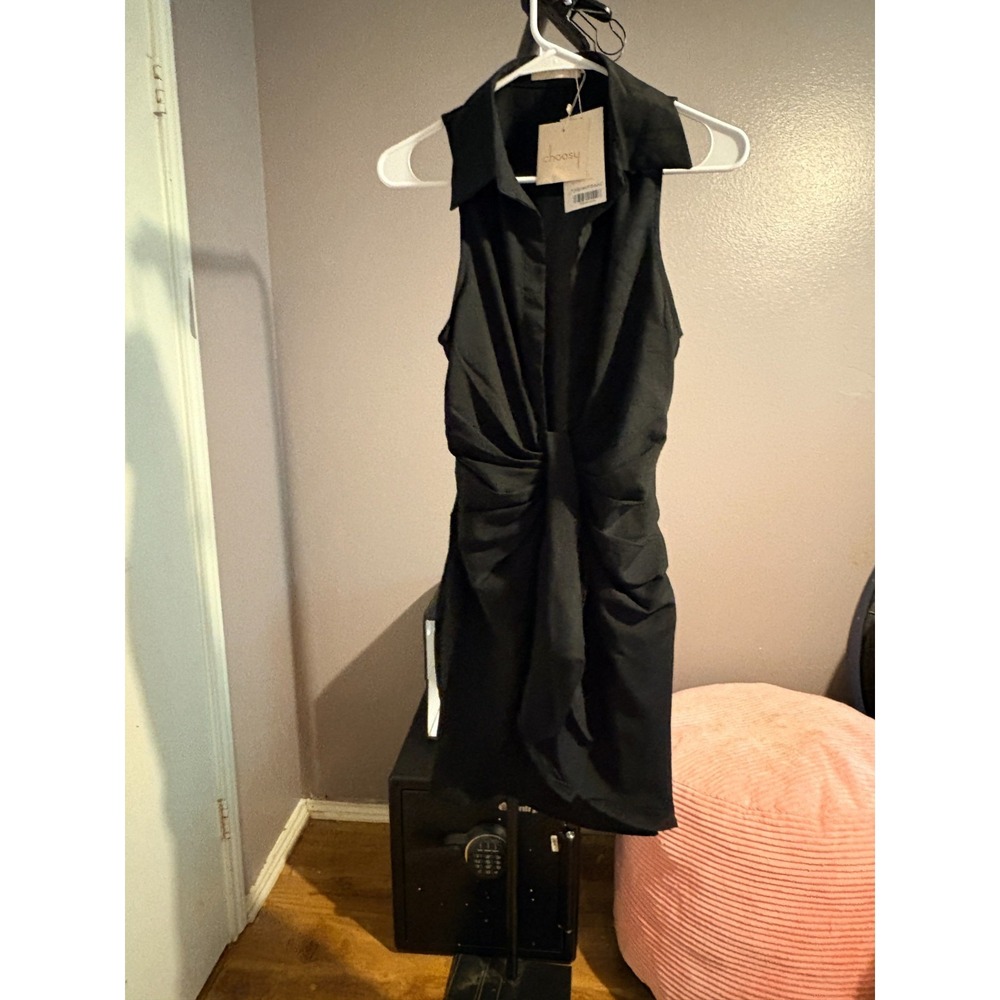 Choosy Short Black Dress - Low Cut Chest, Sleevless, SZ 4 - NWT